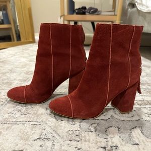 ABLE burgundy suede booties size 8